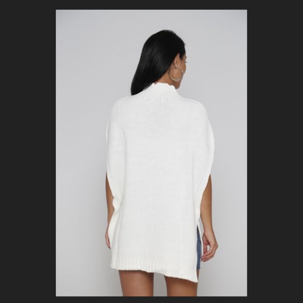 Chunky Mock neck snap button cape sweater - Picture 5 of 5